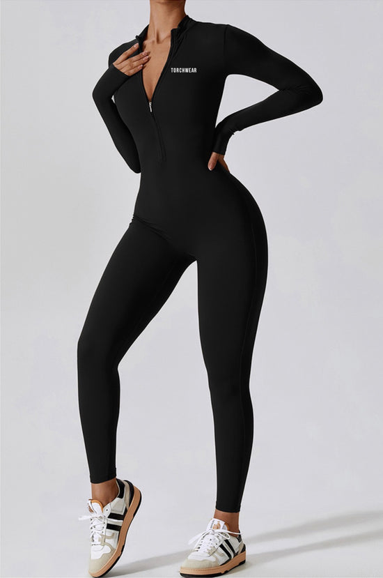 Half Zip Long Sleeve Sculpt And Control Full Length Unitard